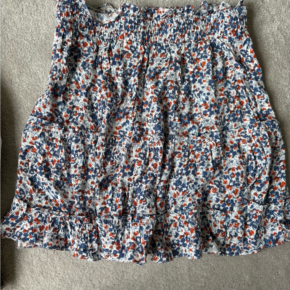 Pink Lily Floral Tiered Mini Skirt